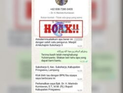 Terjadi Penipuan yang Mengatasnamakan Pj. Bupati Pringsewu, Pemerintah Kabupaten Pringsewu Mengimbau Masyarakat agar Waspada